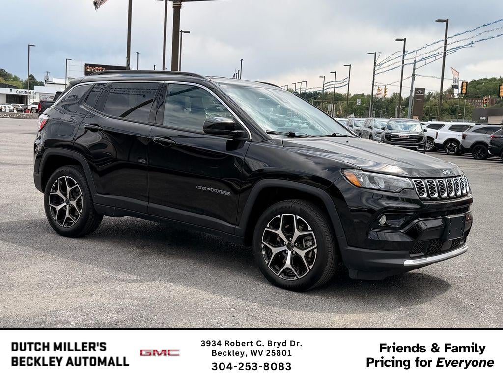 2025 Jeep Compass Limited in Black — front three-quarter view
